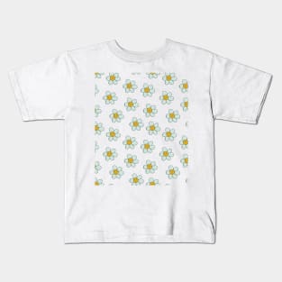 Retro print with smiling chamomiles Kids T-Shirt